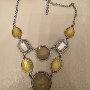 Silver and Yellow Multi-Pendant Necklace